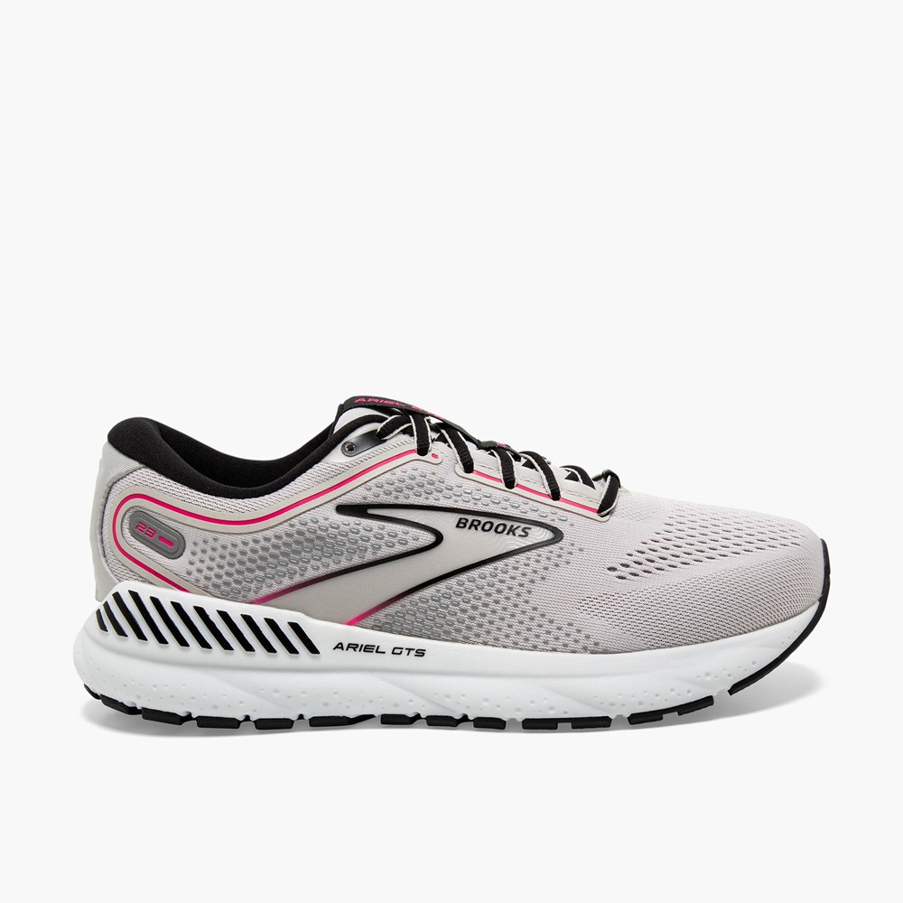 Chaussures Running Route Brooks Ariel GTS 23 Grise Noir Rose Femme | ZRQ-9003905